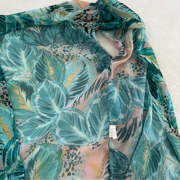 SHEIN Tropical Print Swim Cover Up Poncho, Size M - Picture 3 of 9
